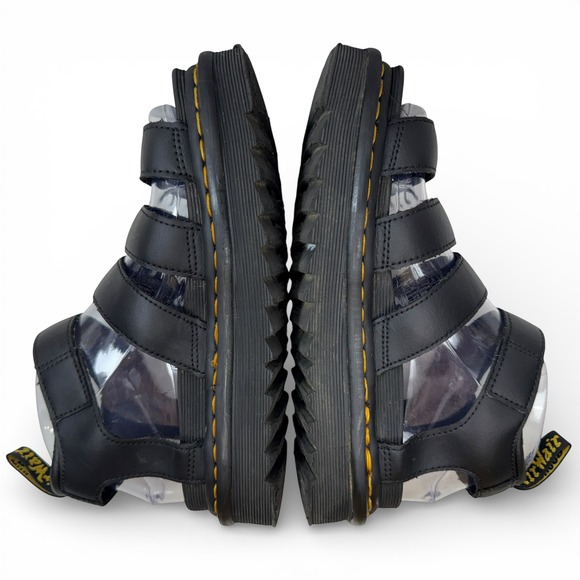 Dr. Martens Blaire Platform Strappy Sandals Womens 6 Black Hydro Leather AW004 - Picture 4 of 9